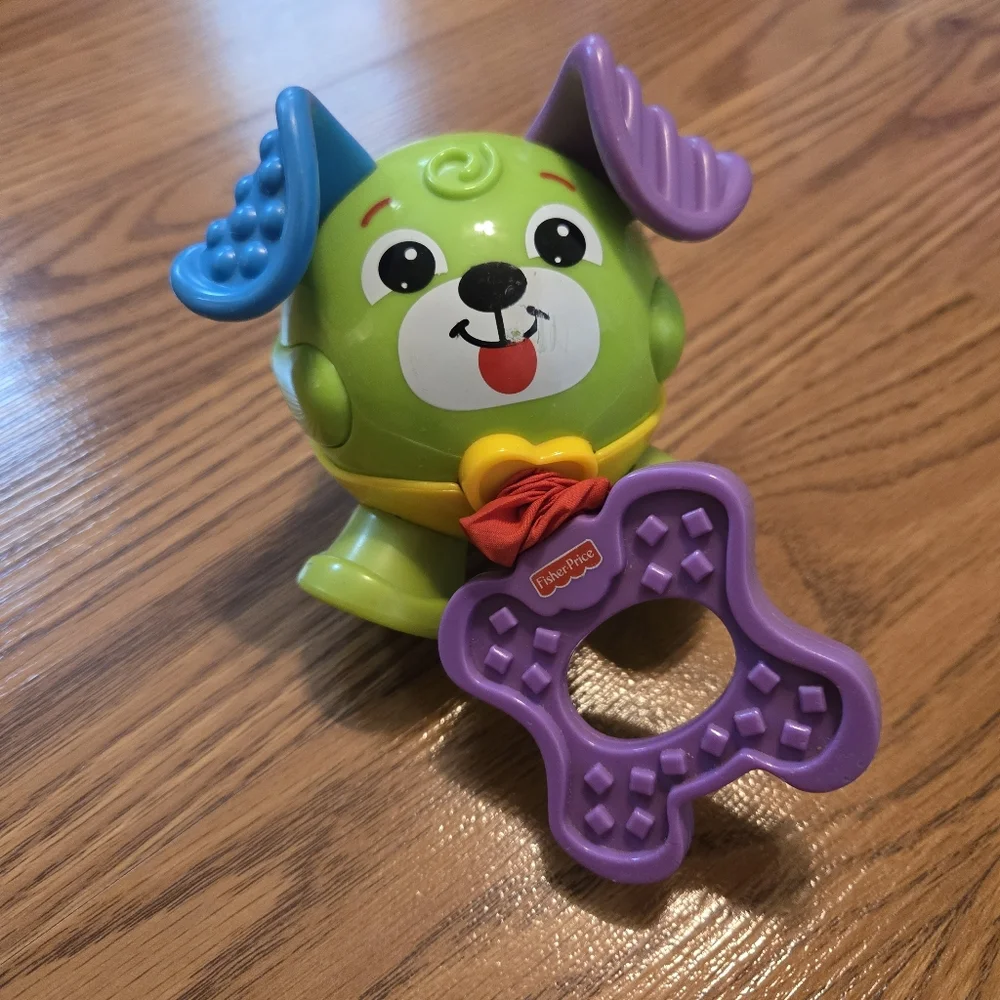 Fisher Price Brilliant Basics Tug Puppy 6m Interactive Baby Toy Vintage Colorful